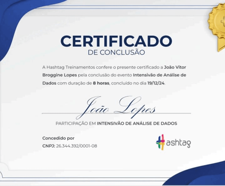 Certificado da Hashtag